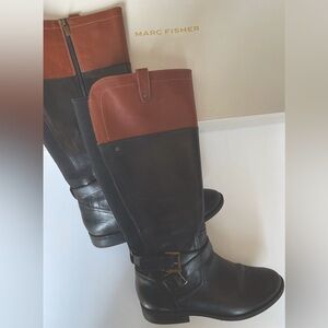 Marc Fisher Black w/ Brown colorblock boots size 7M
